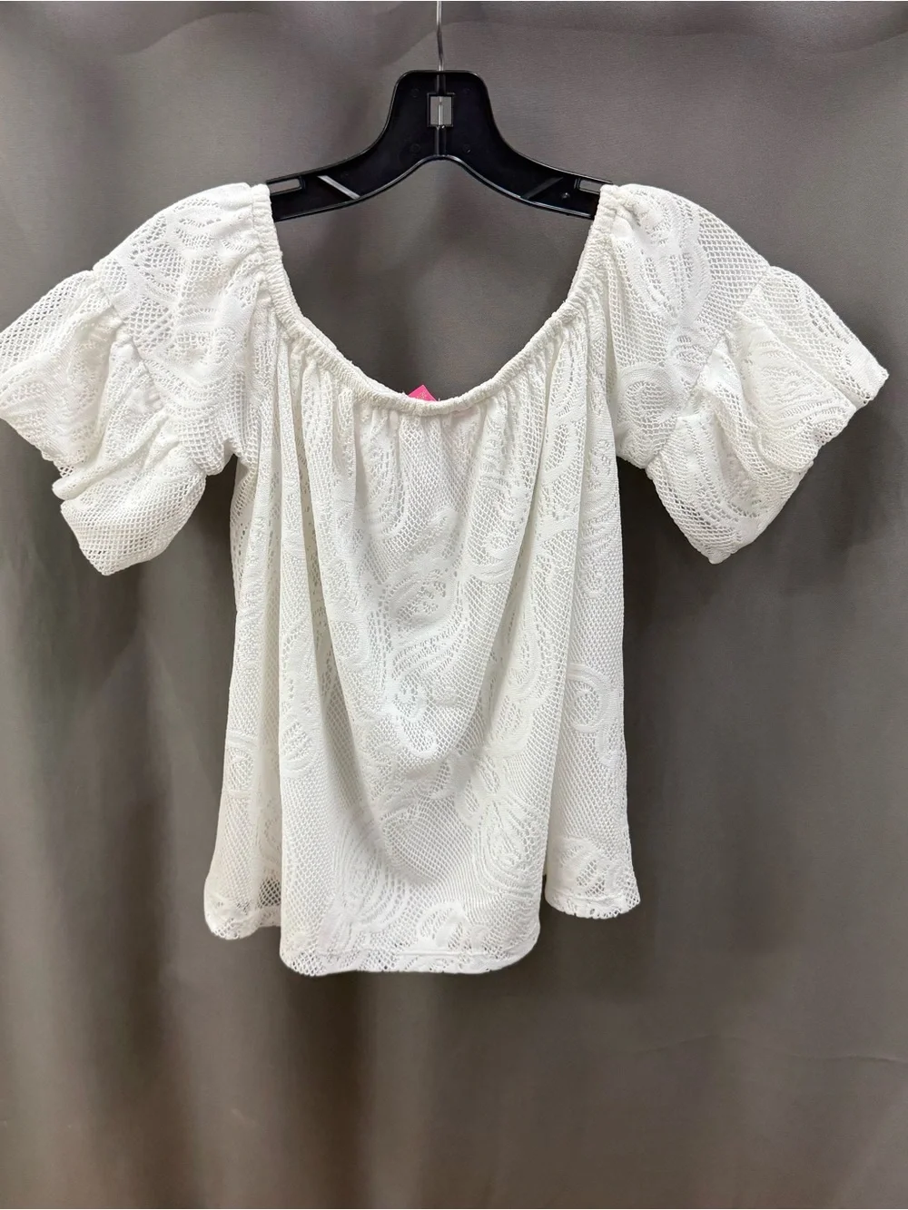 Lilly Pulitzer Size Small White Off-Shoulder Lace Puff Sleeve Blouse